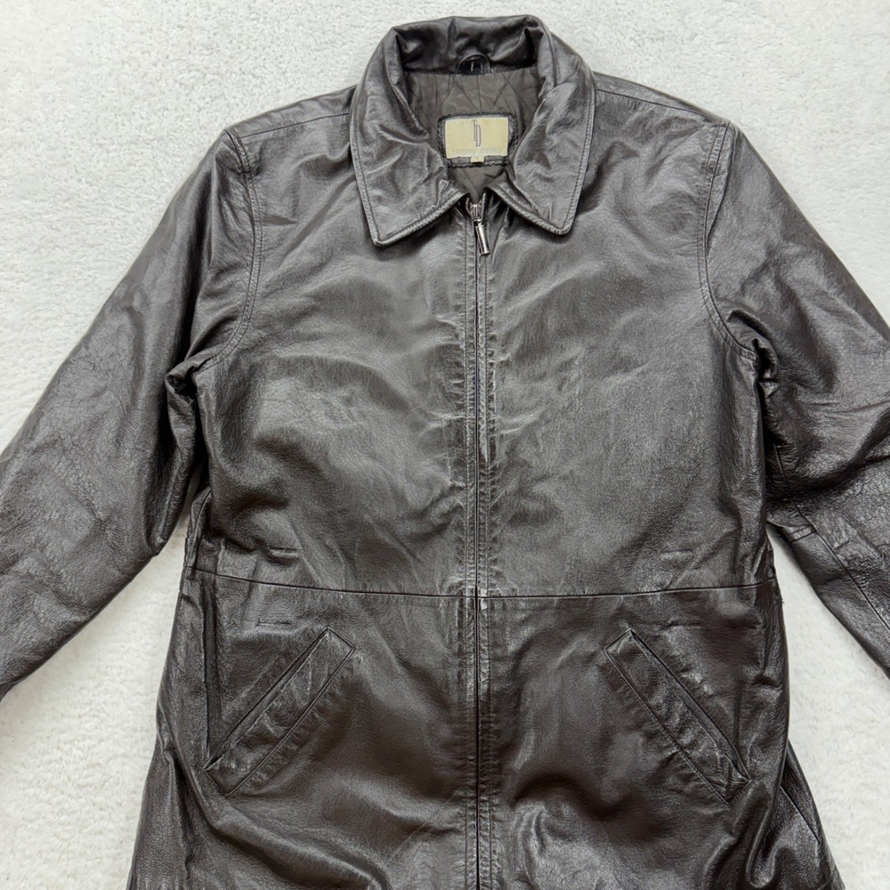 Timothy Daniels Women's Leather Jacket Brown Quilted Lined Full Zip Outerwear‎ S